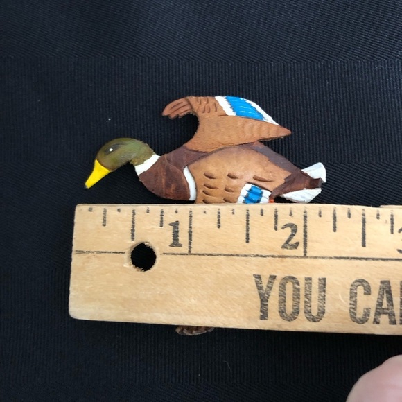 Vtg Tooled Leather Mallard Duck Brooch - Picture 8 of 12